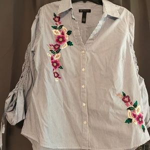 NWT INC striped floral button down